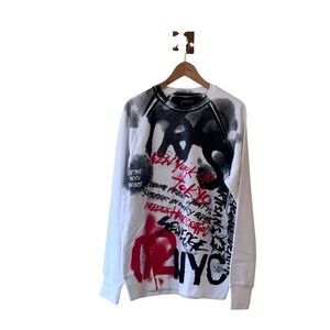 Prps RARE Mens Graffiti Graphic Sweatshirt White Red Black Tokyo NYC  L NWT